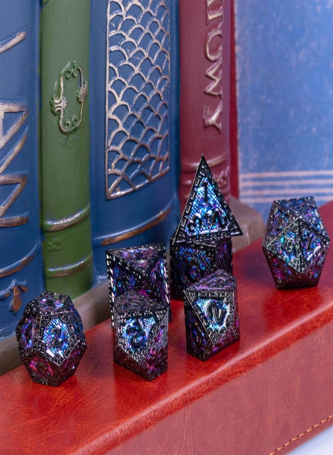 UDIXI Metal DND Dice Set, 7PCS Polyhedral Metal Dice Set D&D Dragon with Gift Box for Role Playing Games and Other Tabletop Game (Purple Sequins) - Image 5
