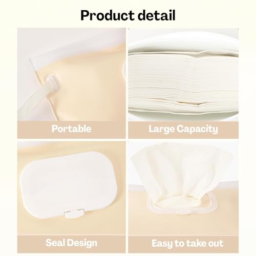 TecoKart® 2Pcs Wet Wipes Bags | Pink & Beige Refillable Wet Wipes Dispenser with Flip-up Zip-lock | Soft Wet Wipe Dispenser for Baby Care, Nursery & Travel - Image 4