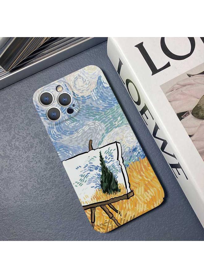 S-TOP Case For iPhone 13 Pro Max Precise Hole Oil Painting Pattern PC Phone Case - Image 3