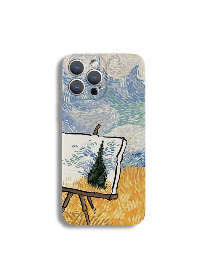 S-TOP Case For iPhone 13 Pro Max Precise Hole Oil Painting Pattern PC Phone Case - Image 1