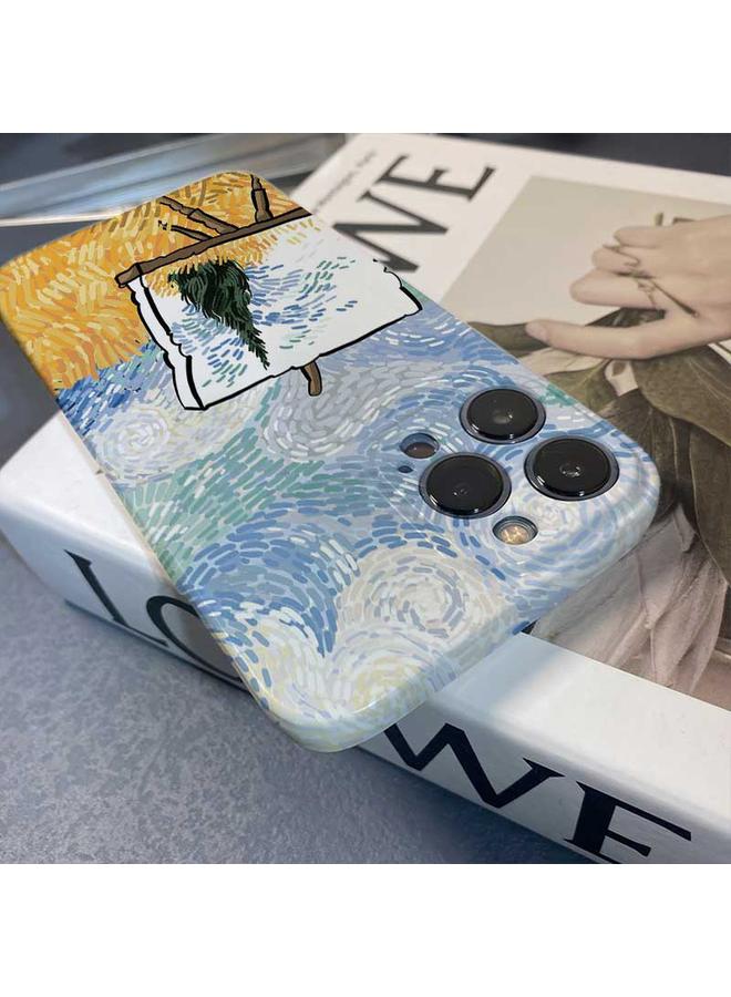 S-TOP Case For iPhone 13 Pro Max Precise Hole Oil Painting Pattern PC Phone Case - Image 4