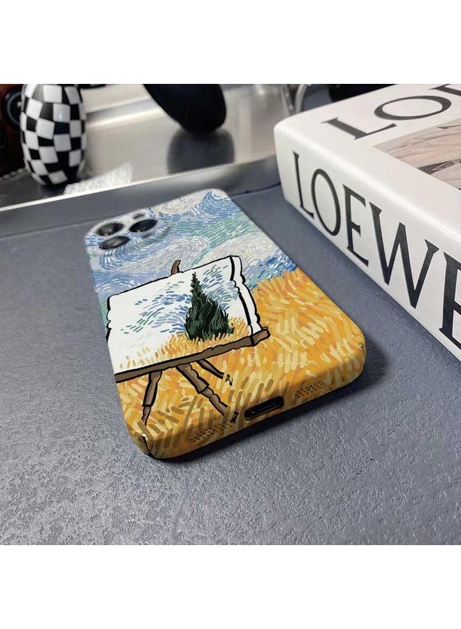 S-TOP Case For iPhone 13 Pro Max Precise Hole Oil Painting Pattern PC Phone Case - Image 5