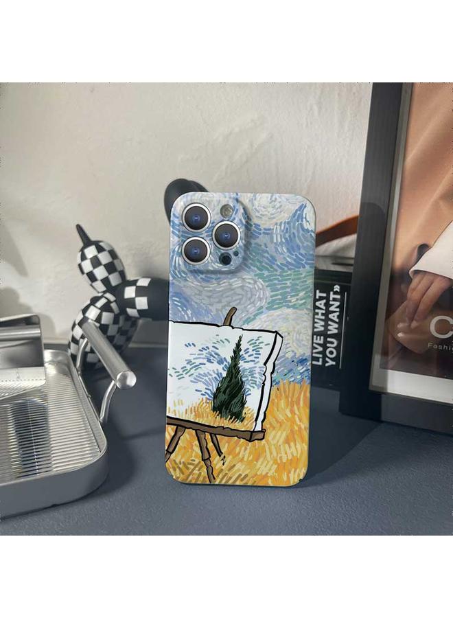 S-TOP Case For iPhone 13 Pro Max Precise Hole Oil Painting Pattern PC Phone Case - Image 2