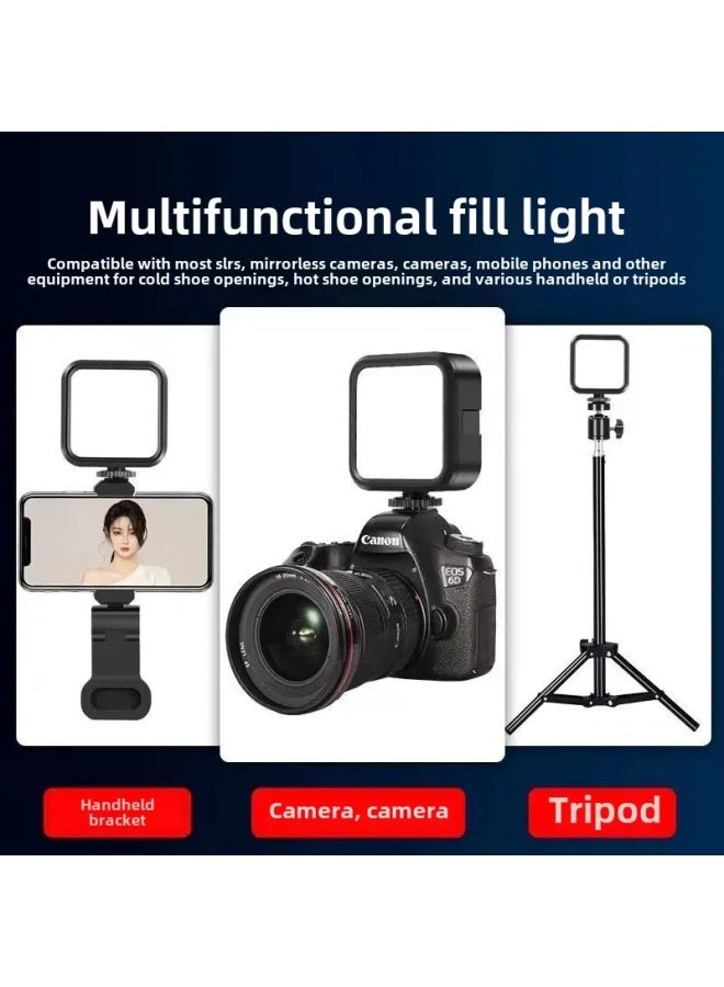 Portable Pocket Lightweight Tofu Lamp Handheld Camera Flashlight For Photography Live Broadcast Fill Light China Mainland Origin-Specifications:【three-color Flagship Model】 Fill Light + Clip  - Image 4