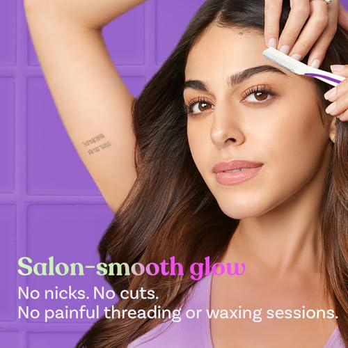 Bombae Reusable Face Razor For Woman Facial Hair - 3 Eyebrow Razor| Instant Glow & Painless Hair Removal | For Eyebrows, Upper Lip, Chin, Peach Fuzz, Forehead, Unibrow, Sideburns - Image 2