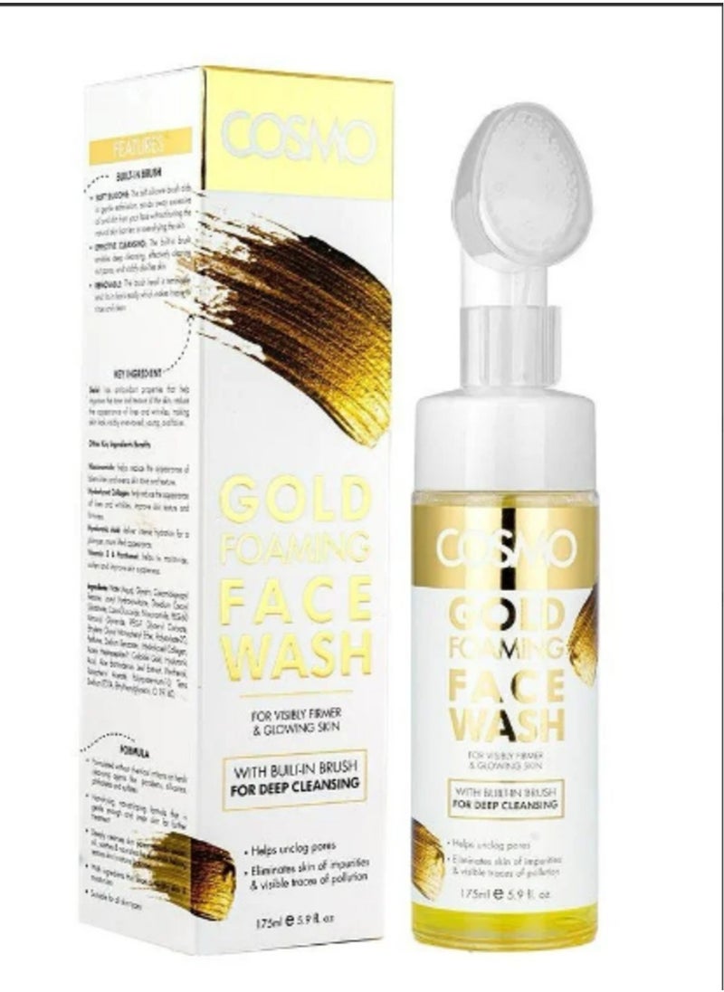 COSMO - Cosmo Gold Foaming Facial Wash with Brush, 175ml - Image 1