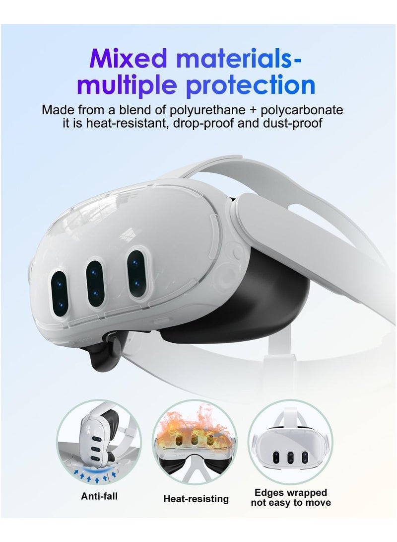 for Meta Quest 3 Accessories, Protective Shell Cover Compatible with Oculus Quest 3, VR Accessories Included Transparent Shell Cover, Lens Tempered Film, Lens Cover, Joystick Caps - Image 3