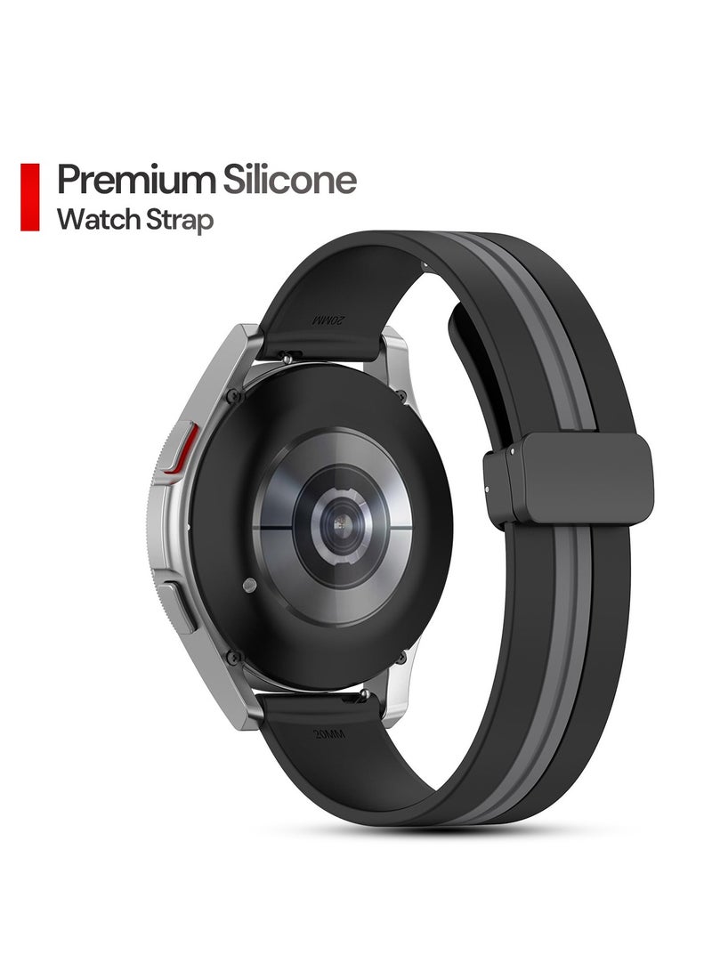 O Ozone (Pack of 3) Bands For Samsung Galaxy Watch 7 6 5 4 FE 40mm 44mm 45mm/Galaxy Watch 6 4 Classic 43mm 47mm 42mm 46mm, 20mm Two-tone Soft Silicone Wristband with Magnetic Buckle for Women Men - Multicolor - Image 4