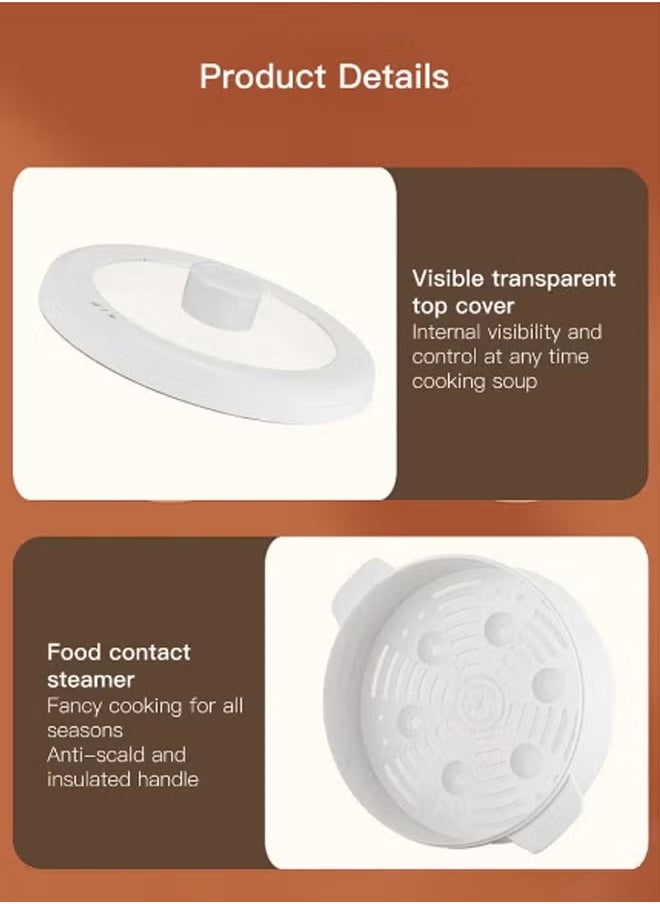 HQ-GAMING - Electric Hot Pot 2.0L Electric Cooker Non-Stick Mini Hot Pot Shabu Shabu Rapid Noodles Cooker Electric Skillet Frying Pan for Noodles Egg Steak Oatmeal and Soup - Image 1