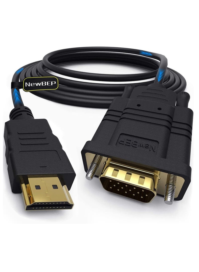 HDMI to VGA Adapter Cable, 1.8m Gold Plated 1080P HDMI Male to VGA Male Cable Support Notebook, Computer, DVD Player, Laptop, TV, Projector and More - Image 1