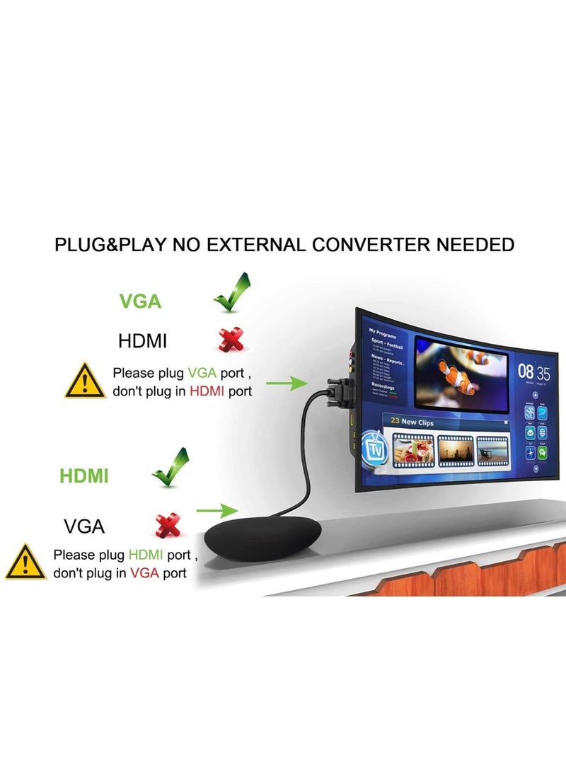 HDMI to VGA Adapter Cable, 1.8m Gold Plated 1080P HDMI Male to VGA Male Cable Support Notebook, Computer, DVD Player, Laptop, TV, Projector and More - Image 2