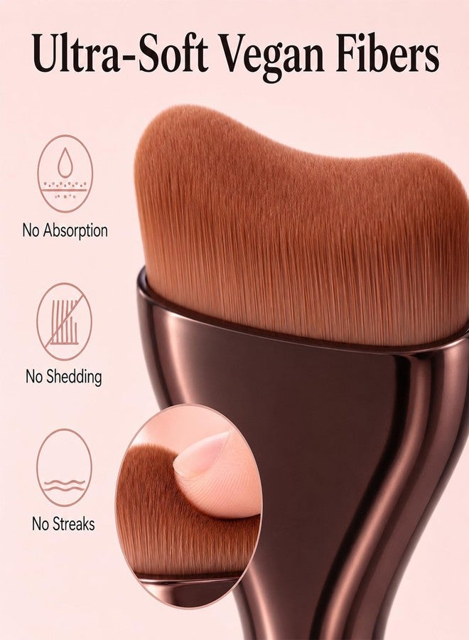 Heclia Flat Angled Kabuki Foundation Brush Liquid Foundation Brushes Brown Kabuki Face Makeup Brush Thin Flat Makeup Applicator Face Applicator for Smooth Cream Make up Mask Application - Image 4