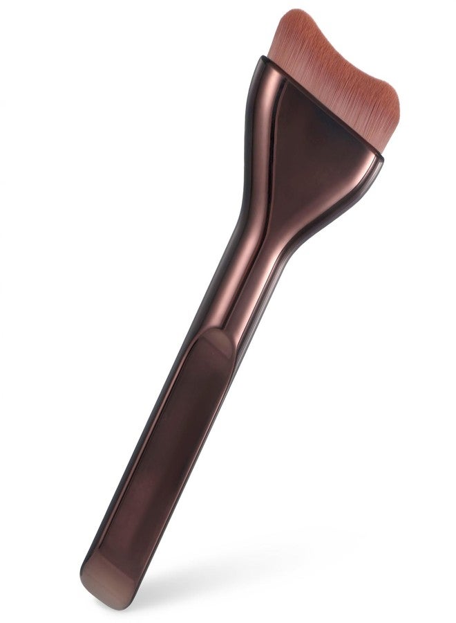 Heclia Flat Angled Kabuki Foundation Brush Liquid Foundation Brushes Brown Kabuki Face Makeup Brush Thin Flat Makeup Applicator Face Applicator for Smooth Cream Make up Mask Application - Image 1