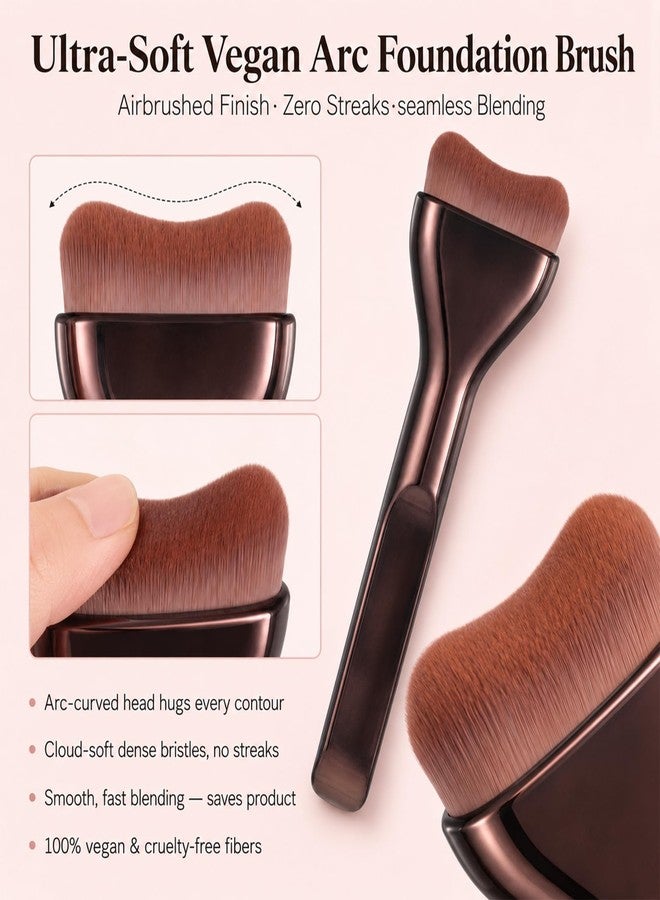 Heclia Flat Angled Kabuki Foundation Brush Liquid Foundation Brushes Brown Kabuki Face Makeup Brush Thin Flat Makeup Applicator Face Applicator for Smooth Cream Make up Mask Application - Image 3