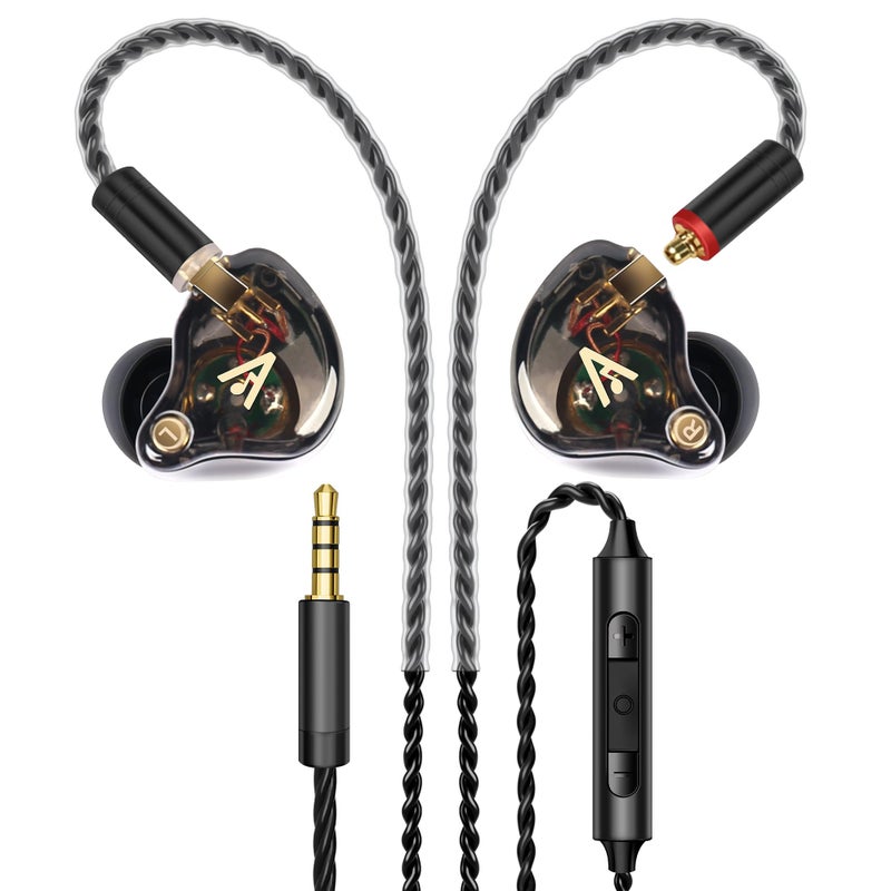 Audiovance Vibes 202M Wired Earbuds - HiFi in Ear Monitor Headphones - Noise Isolating Ear Buds w/ Mic - Clear Sound, Deep Bass & Comfort-Fit Gaming Earphones - MMCX to 3.5mm & Silver Plated Cord, Carrying Case - Image 1