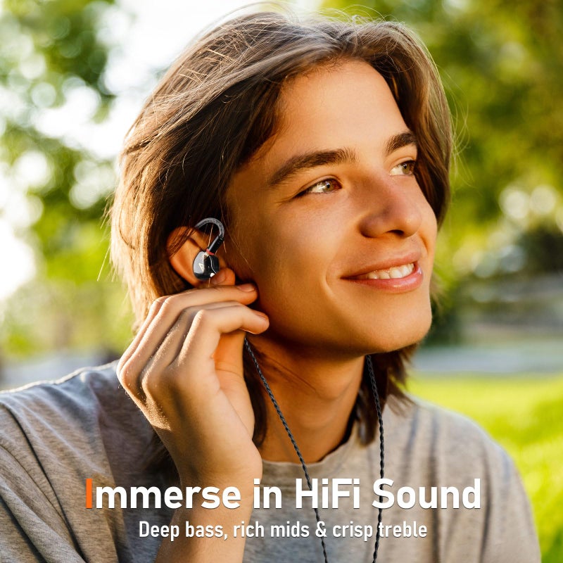 Audiovance Vibes 202M Wired Earbuds - HiFi in Ear Monitor Headphones - Noise Isolating Ear Buds w/ Mic - Clear Sound, Deep Bass & Comfort-Fit Gaming Earphones - MMCX to 3.5mm & Silver Plated Cord, Carrying Case - Image 2