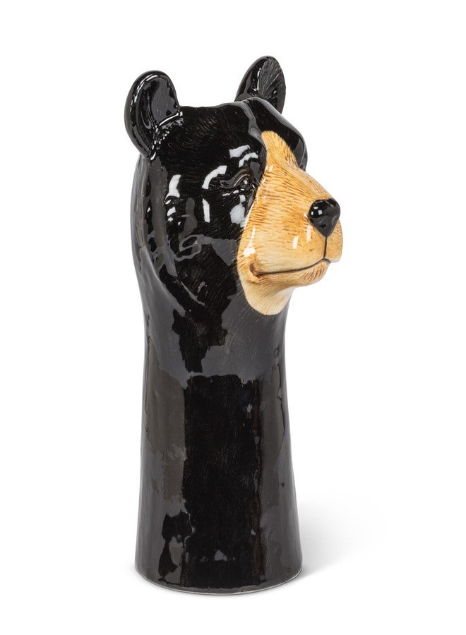 Abbott Collection Tall Black Bear Vase - Stoneware (9" H) - Image 1