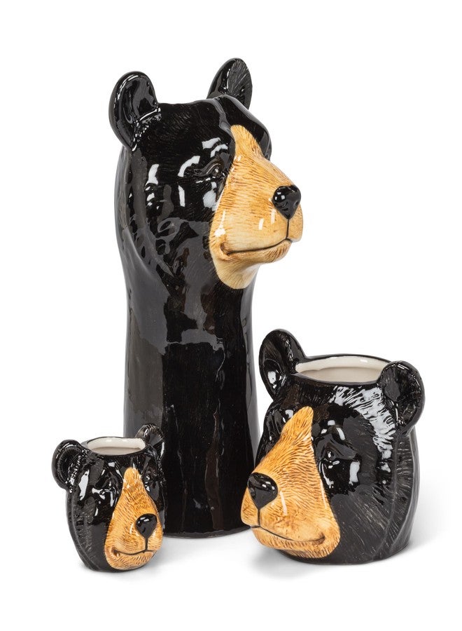 Abbott Collection Tall Black Bear Vase - Stoneware (9" H) - Image 2
