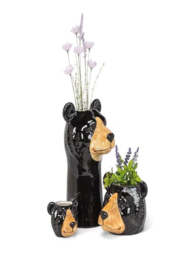 Abbott Collection Tall Black Bear Vase - Stoneware (9" H) - Image 5