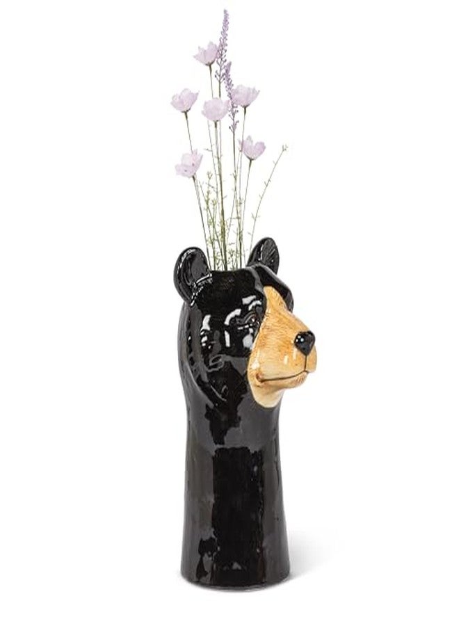 Abbott Collection Tall Black Bear Vase - Stoneware (9" H) - Image 4