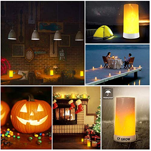 CFGROW LED Flame Effect Fireplace Light with Remote & Timer, USB Rechargeable Battery Operated Flameless Candle Light for Room Party Bar Decor - 2 PCS - Image 4