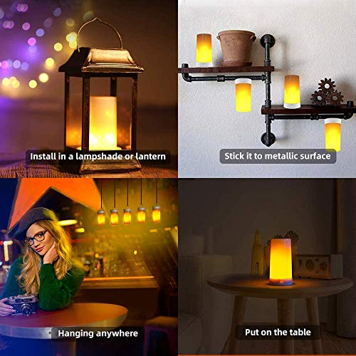 CFGROW LED Flame Effect Fireplace Light with Remote & Timer, USB Rechargeable Battery Operated Flameless Candle Light for Room Party Bar Decor - 2 PCS - Image 5