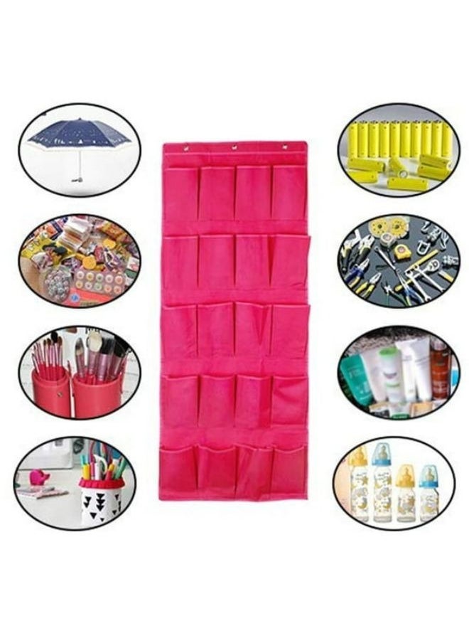 Generic Hanging Shoe Organizer Over the Door 20 Pockets Fabric with Practical and Elegant Design - Fuchsia  - Image 5