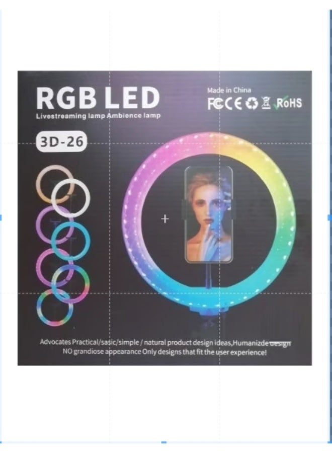 3D Multi-Color RGB LED 3D-26 Ring Light For Photography Vlogging And Reels - Image 2