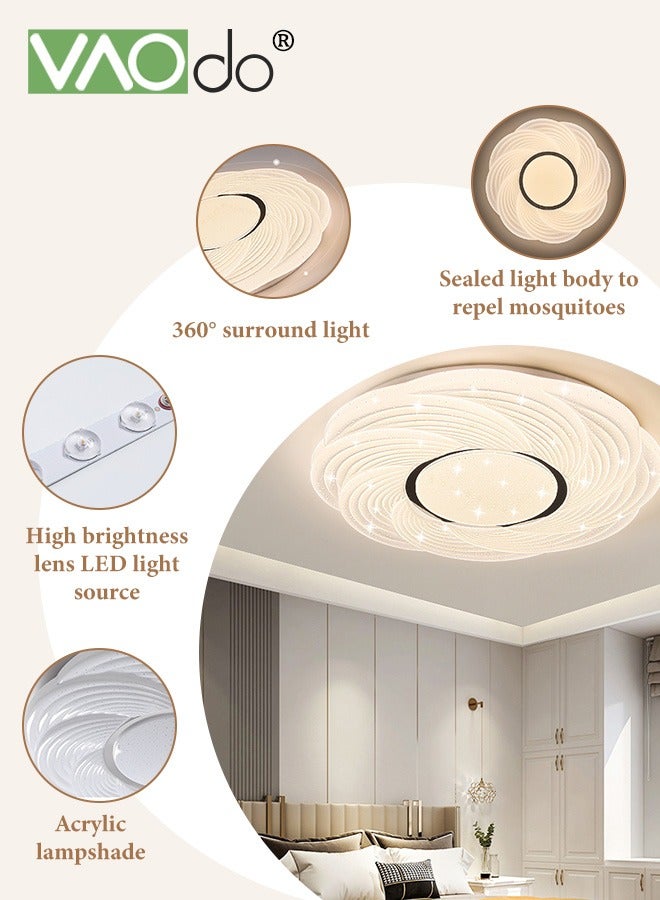 VAOdo LED Flush Mount Ceiling Light Fixture with Remote Control, Eye Protection Stepless Dimming Light, 3 Color Adjustable Round Bright Lamp, for Bedroom Dining Room Kitchen Hallway Laundry - Image 5