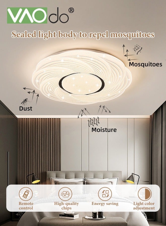VAOdo LED Flush Mount Ceiling Light Fixture with Remote Control, Eye Protection Stepless Dimming Light, 3 Color Adjustable Round Bright Lamp, for Bedroom Dining Room Kitchen Hallway Laundry - Image 1