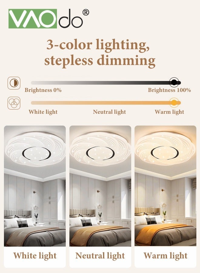 VAOdo LED Flush Mount Ceiling Light Fixture with Remote Control, Eye Protection Stepless Dimming Light, 3 Color Adjustable Round Bright Lamp, for Bedroom Dining Room Kitchen Hallway Laundry - Image 3