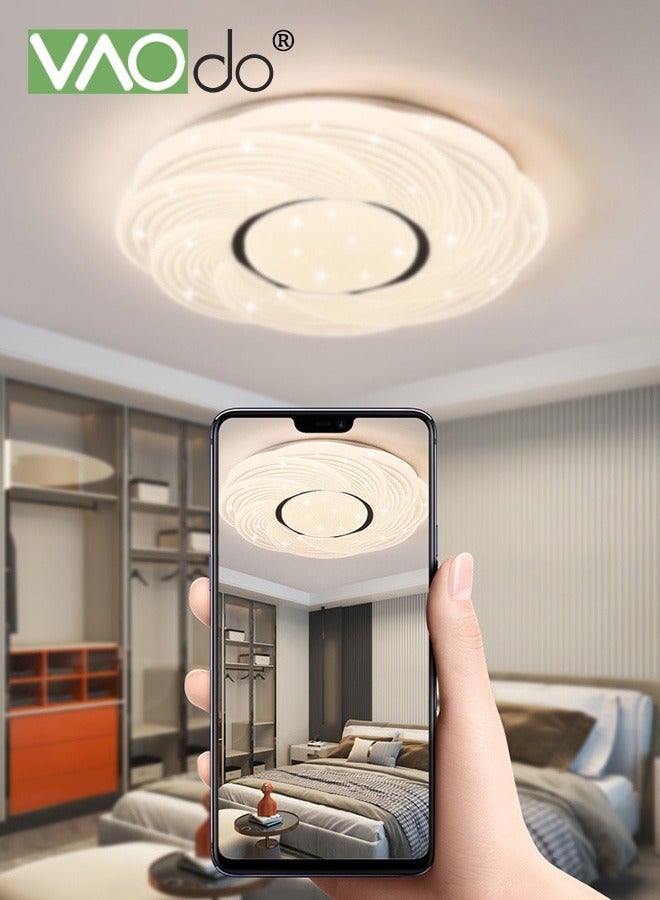 VAOdo LED Flush Mount Ceiling Light Fixture with Remote Control, Eye Protection Stepless Dimming Light, 3 Color Adjustable Round Bright Lamp, for Bedroom Dining Room Kitchen Hallway Laundry - Image 2