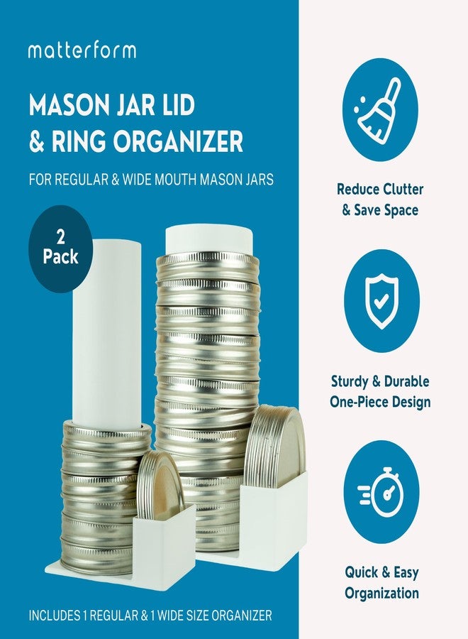 matterform Mason Jar Lid Organizer & Holder | Storage Rack for Canning Jar Lids and Rings | Vertical Stacking Kitchen Organization | Compatible with Regular and Wide Mouth | Holds 20 Lids & 20 Rings (2 Pack) - Image 2