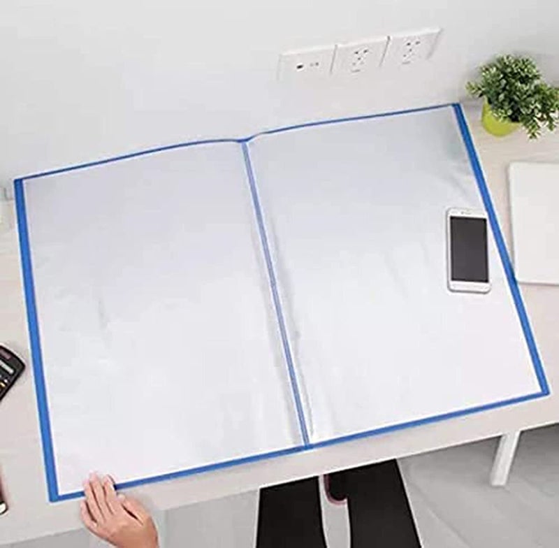 Peeplvalue Pack Of 4 A3 Size 40 Leaf Display File Deluxe Quality File And Folder For Big Drawing And Property Papers, Blue - Image 3
