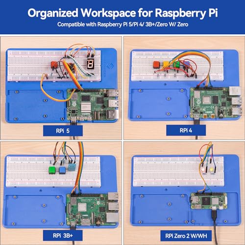SunFounder RAB Holder for Raspberry Pi Breadboard Holder 5 in 1 Base Plate Compatible with Arduino Uno R4 Minima/WiFi/Uno R3/Mega R3, Raspberry Pi 5 4B 3B+ 3B 2 Model B and 400 800 Points Breadboard - Image 4