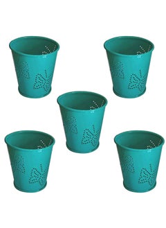 Elan ELAN Metal Decorative Butterfly Design Astral Tealight Candle Holder for Home Dcor, Office Decoration Items Gifting Votive Candle Stand (Set of 5, Aqua)  - Image 1