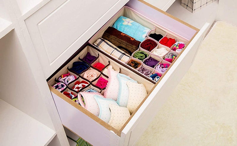 Shree Hari Multi Compartment Foldable Storage Box Closet Drawer Organizer With Lid 17 Grids For Underwear Closet Storage For Bra Panty Innerwear Cloth Cover - Image 4