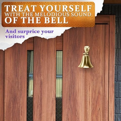 LAGARTO 2 Pcs Bells for Door Knob – Hanging Bell for Door Opening 2″ × 1.8″ Vintage Brass with Hanging Loop, Clear Ringing Sound for Home Entry & Office Decorative – Small Bell for DIY Crafts & Holiday Decor - Image 5