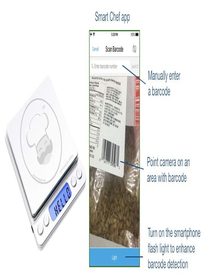 ريفليكس ميزان طعام ذكي لاسلكي رقمي جيب من ريفلكس، سعة 500 غرام / 0.01 غرام، قابل لإعادة الشحن عبر منفذ USB، محمول، دقيق، سطح معدني من الفولاذ المقاوم للصدأ، حاسبة كيتو، مناسب للخبز، عداد، قابل لإعادة التعبئة - Image 5