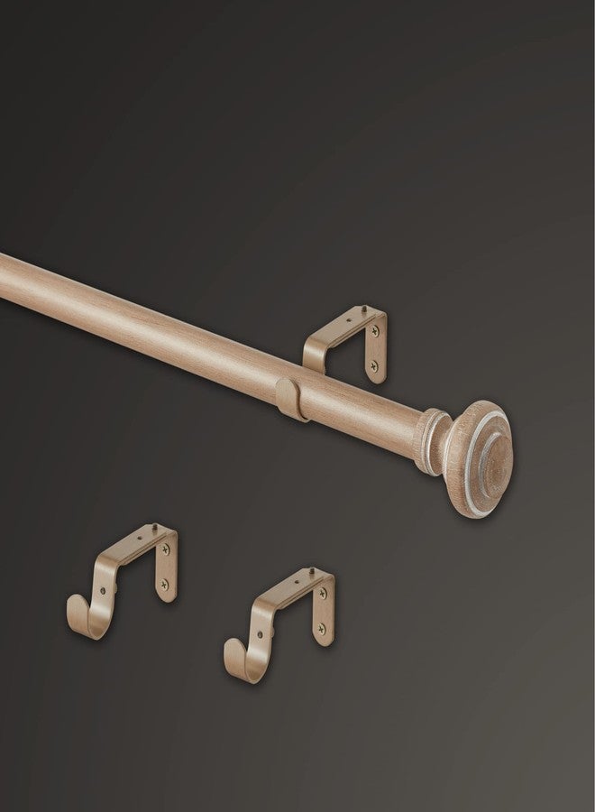 MODE Farmhouse Collection 1 1/8" Diameter Curtain Rod Set with Porch Doorknob Curtain Rod Finials and Steel Wall Mounted Adjustable Curtain Rod, Fits 36” to 72” Windows, Weathered Oak - Image 2