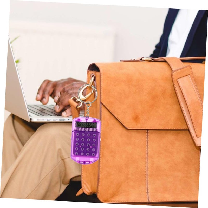Purple 4 Pack Compact Keychain Calculator Portable Plastic Pocket Calculators for Students School Office - Image 4