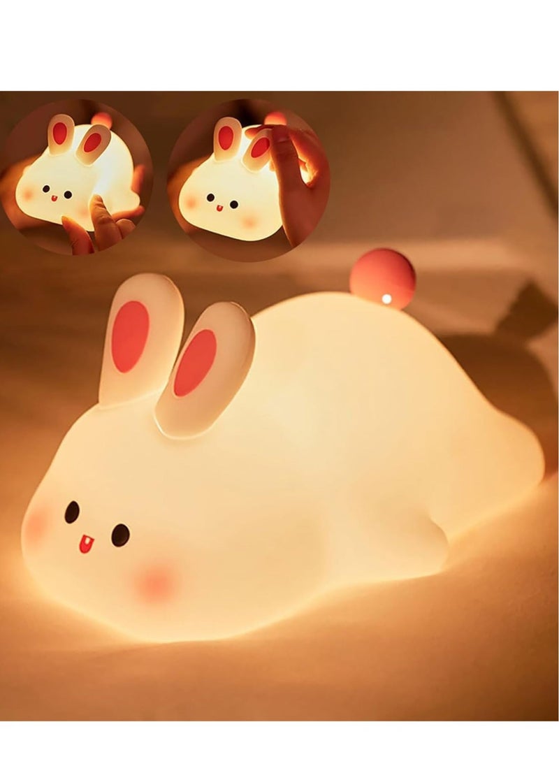 JAJEEK Night Light for Children – Cute Bunny LED Lamp, Dimmable Silicone Night Lamp for Baby & Nursery, Rechargeable Touch Bedside Lamp, Soft Glow Rabbit Night Light for Kids Room Decor, Ideal Gift for Girls - Image 1