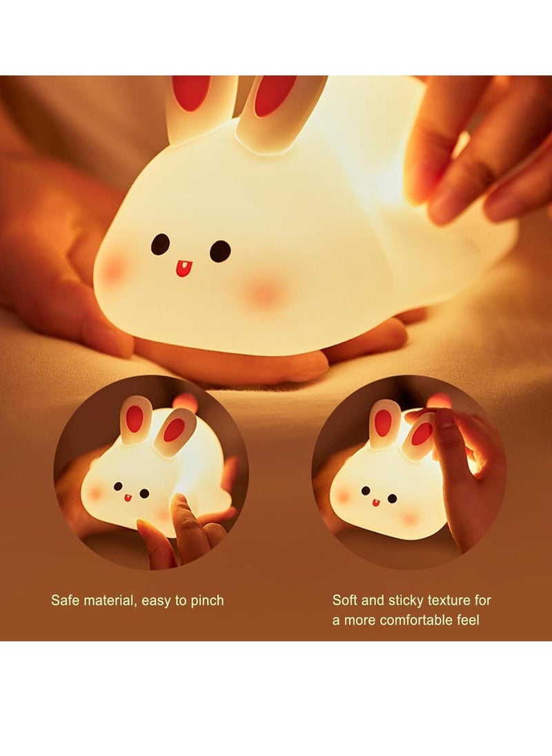 JAJEEK Night Light for Children – Cute Bunny LED Lamp, Dimmable Silicone Night Lamp for Baby & Nursery, Rechargeable Touch Bedside Lamp, Soft Glow Rabbit Night Light for Kids Room Decor, Ideal Gift for Girls - Image 4