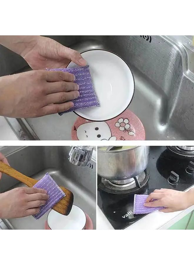 4pcs Heavy Duty Reusable Kitchen Sponges Random Colors Double Sided Scrub Pads Machine Washable - Image 3