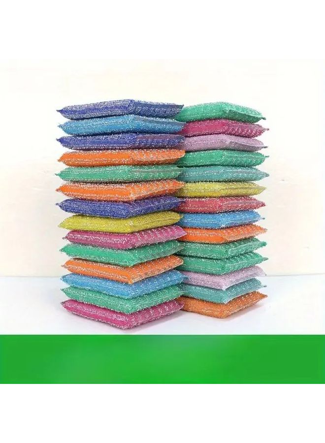 4pcs Heavy Duty Reusable Kitchen Sponges Random Colors Double Sided Scrub Pads Machine Washable - Image 1