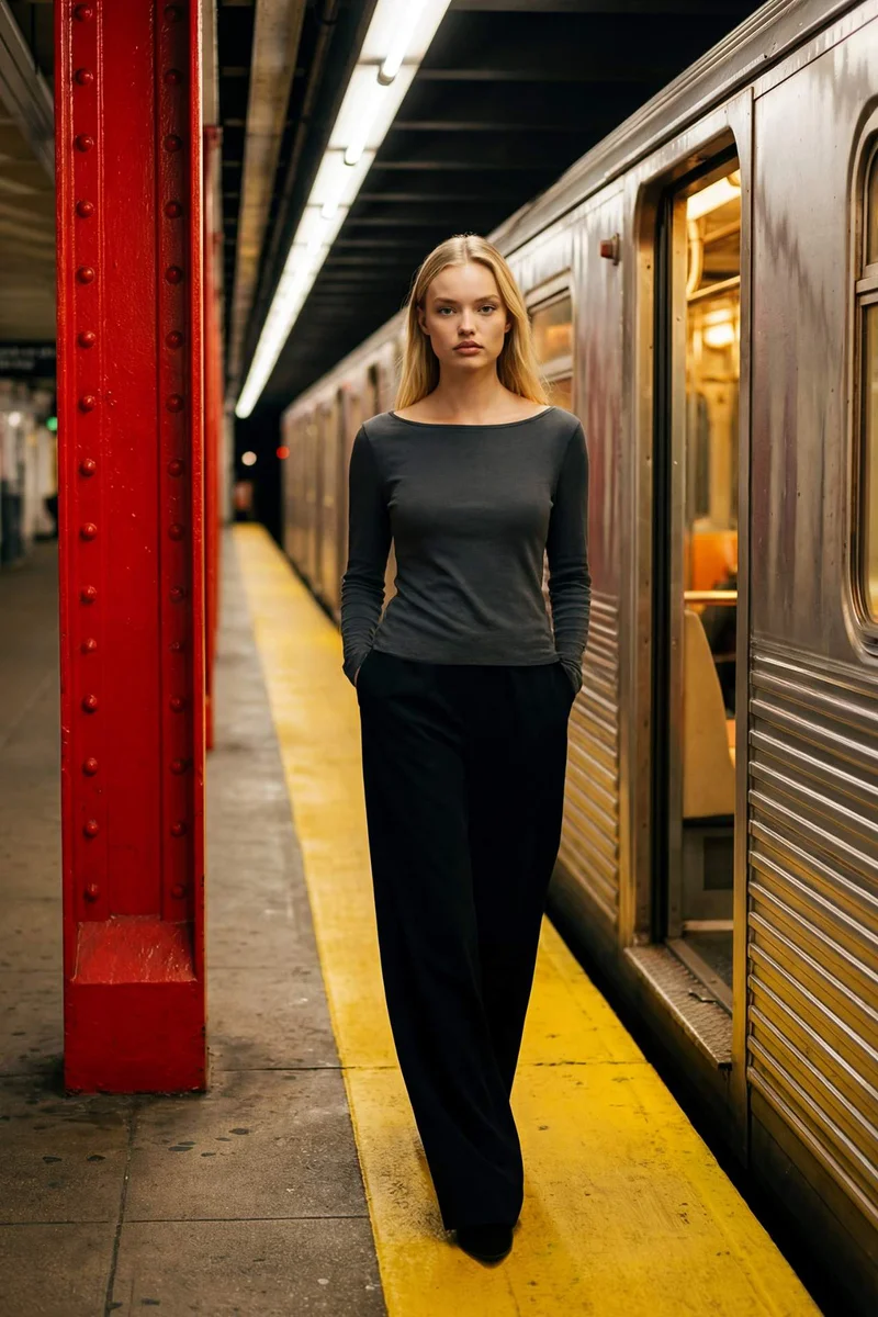ديفاكتو Wide Leg Double Pocket Trousers