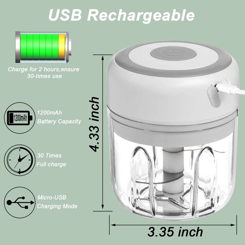 Hviww Electric Garlic Chopper  250Ml Vegetable Chopper  Food Chopper  Usb Mini Garlic Mincer  Onion Chopper  Portable Small Food Processor For Garlic  Ginger  Chili  Vegetables - Image 3