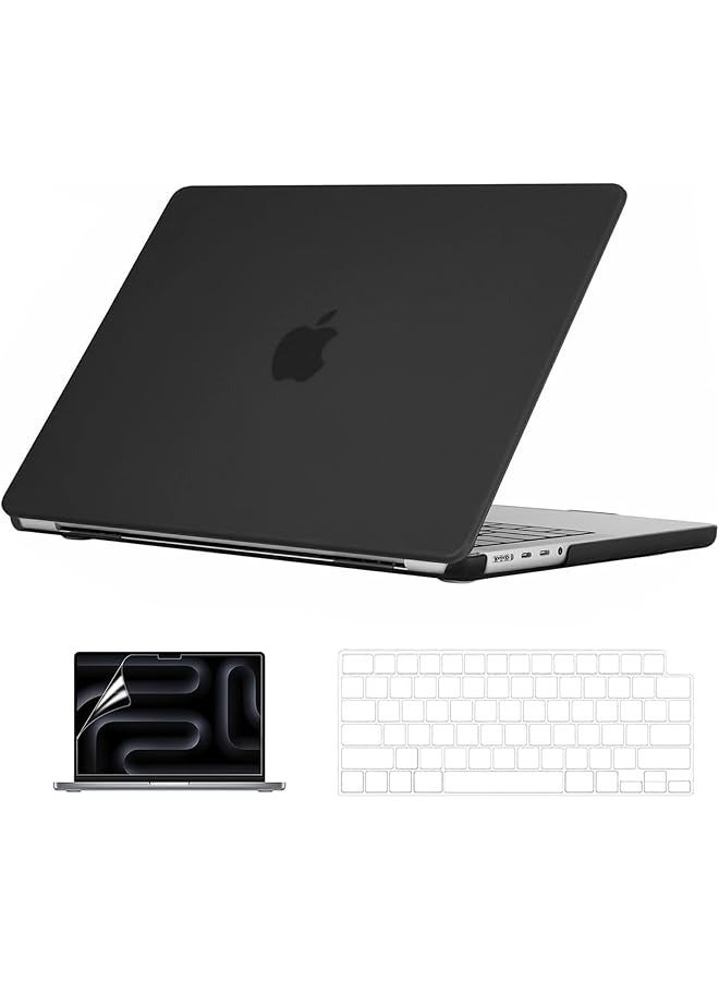 PROMASS Case Compatible for MacBook Pro 14 inch 2024-2021 M4 M3 M2 M1,A3112 A3185 A3401 A2918 A2992 A2779 A2442 Pro Max Chip,Laptop Plastic Hard Shell Cover&Keyboard Skin&Screen Protector-Matte Black  - Image 1