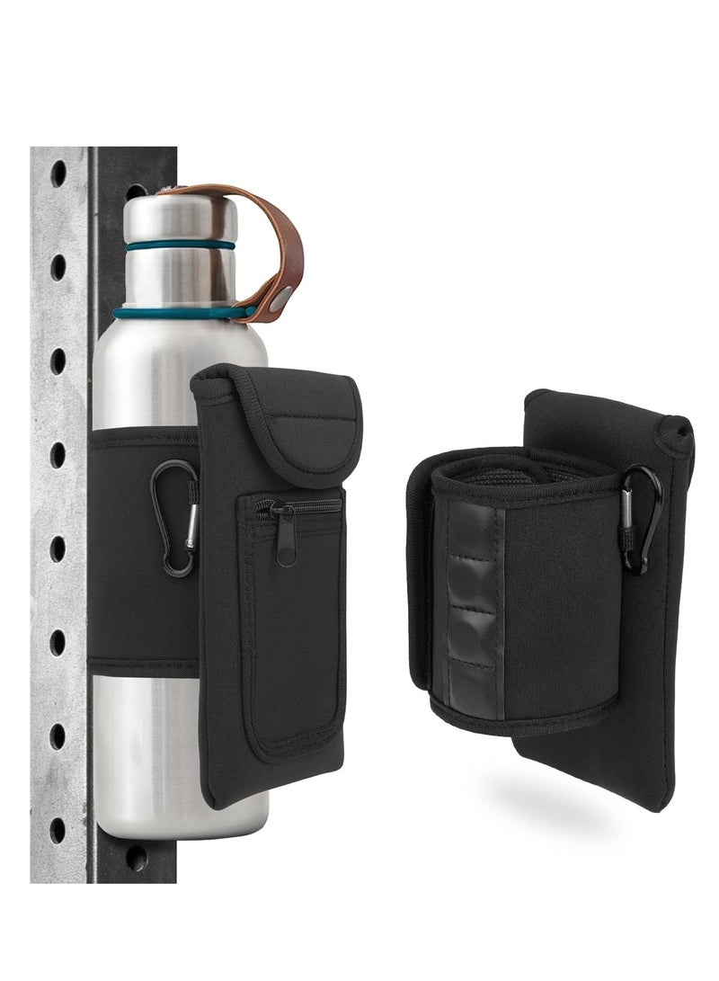 Generic Magnetic Water Bottle Holder  Gym Pouch for Exercise Equipment with Accessory Pocket for Phone, Keys, Cards, Headphones - Secure Fit for Metal Surfaces on Treadmill, Bike, Rack (Black) - Image 1