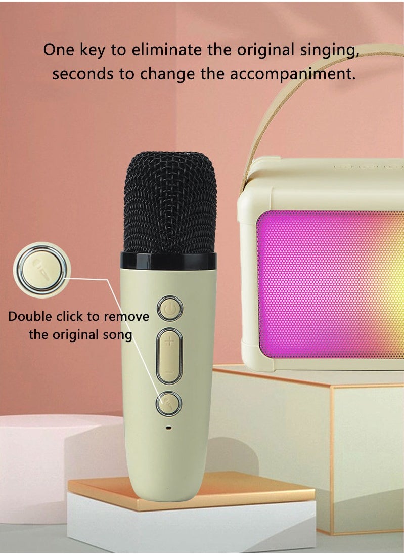 Vermaney - Mini Karaoke Machine, Dual Wireless Bluetooth Karaoke Microphone with RGB Bluetooth Speaker, Portable Party Karaoke Speaker with Mic, Gifts for Kids and Adults (Pink) - Image 1